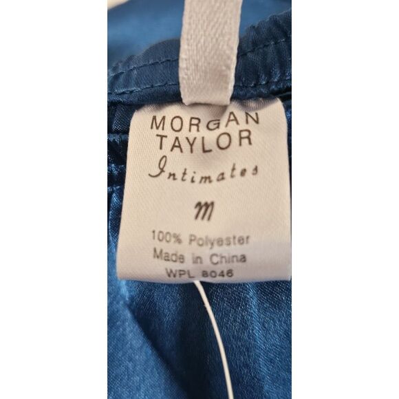 Morgan Taylor Intimates woman Sz M silky satiny blue embroidery 2pcs set of pjs - Picture 13 of 13